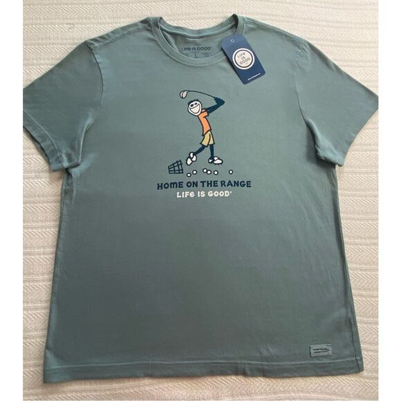 LIFE IS GOOD MEN’S LARGE “HOME ON THE RANGE” Print Logo Solid T-Shirt - Picture 3 of 8